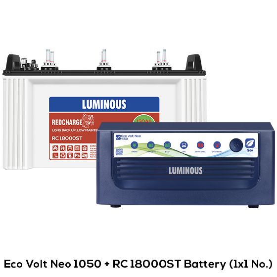 Luminous Eco Volt Neo 1050 Inverter And RC 18000ST 150Ah Tubular Batte